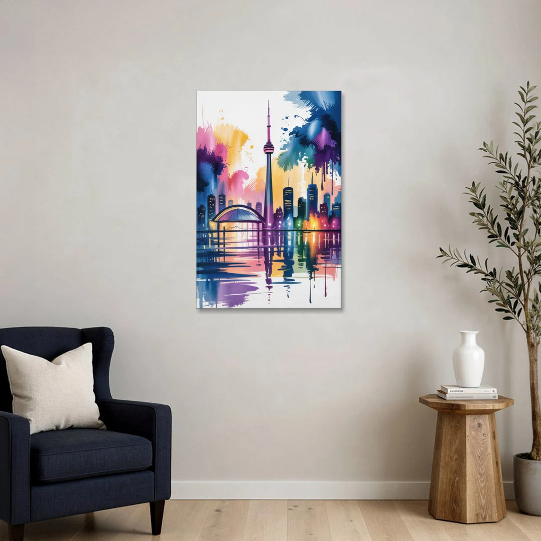 Toronto City Lights - Canvas Wall Art - Sofa - 24x36