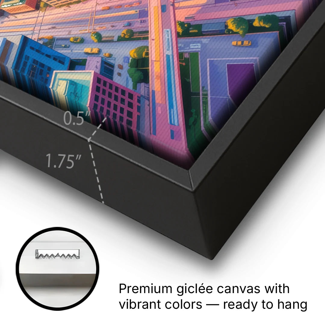 Toronto Financial District - Black Framed Canvas Wall Art - Gallery Wrap Corner