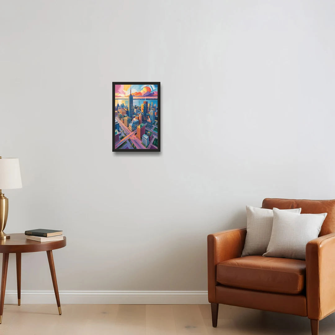Toronto Financial District - Black Framed Canvas Wall Art - Sofa - 12x18