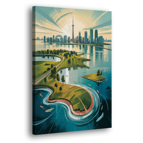 Toronto Island Aerial View - Canvas Wall Art