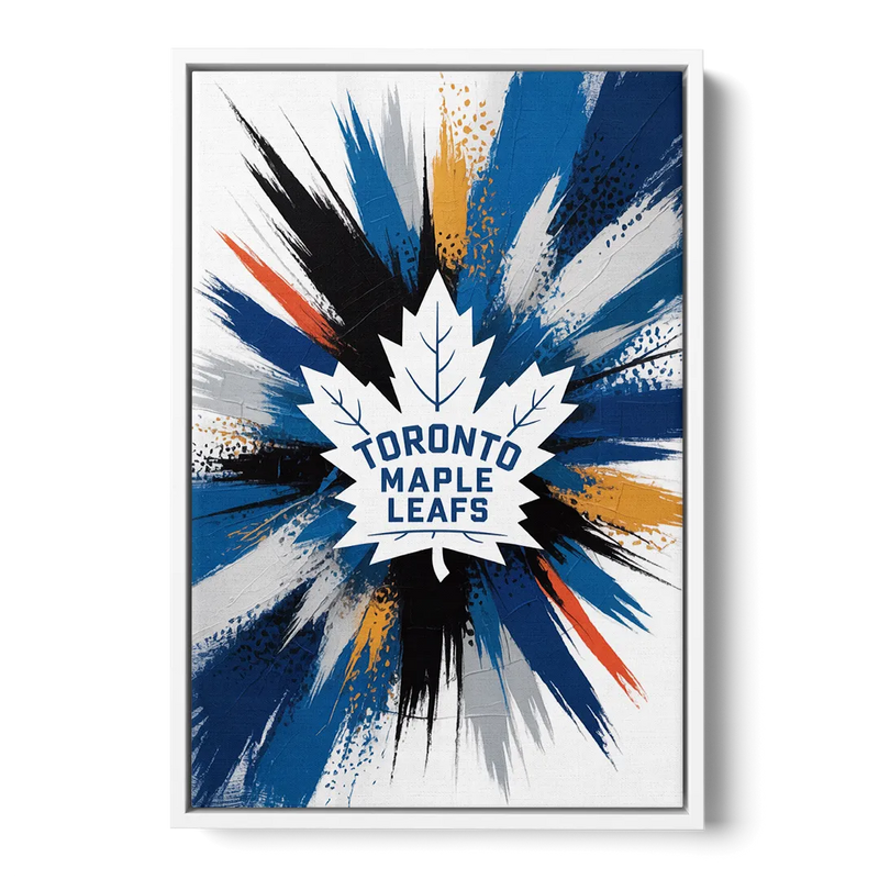 Toronto Maple Leafs Vibrant Abstract Wall Art Front - White Canvas Wall Art