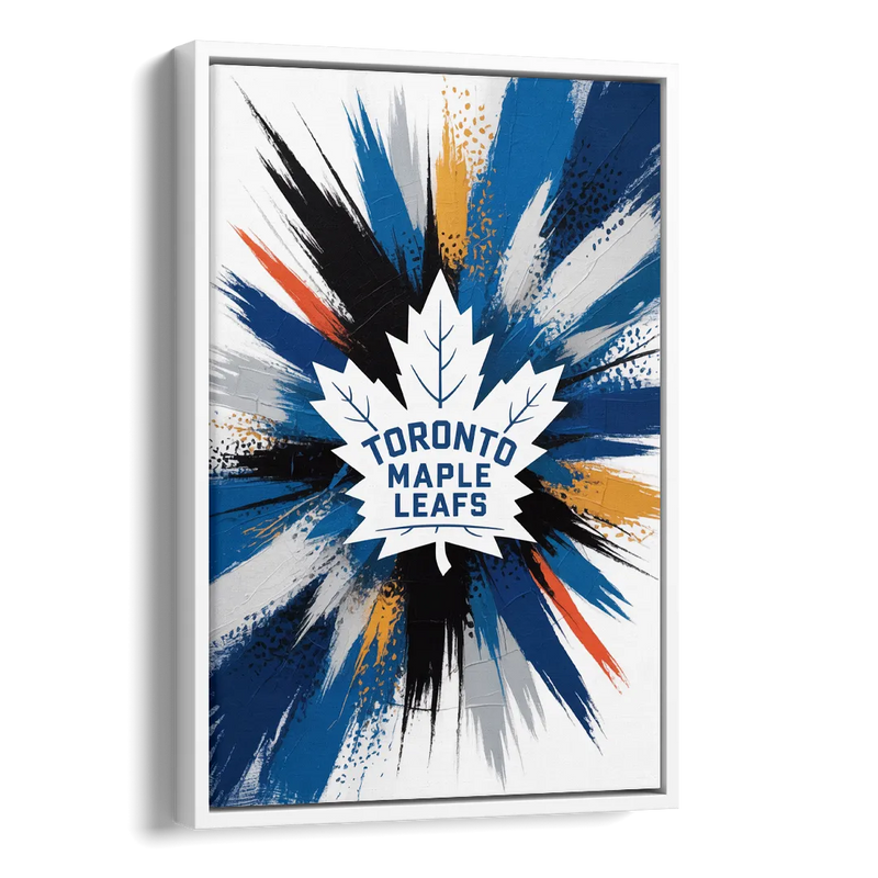 Toronto Maple Leafs Vibrant Abstract Wall Art Side - White Canvas Wall Art