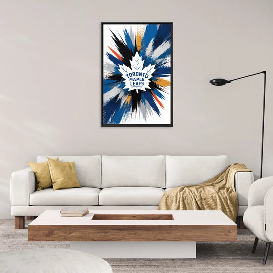 Toronto Maple Leafs Vibrant Abstract Wall Art - Living Room Black Frame Canvas