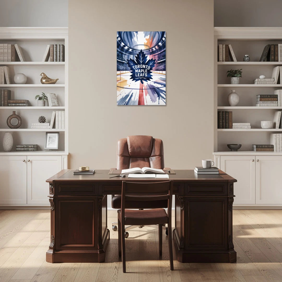 Toronto Maple Leafs Watercolor Emblem Art Print - Canvas Wall Art - Office - 24x36