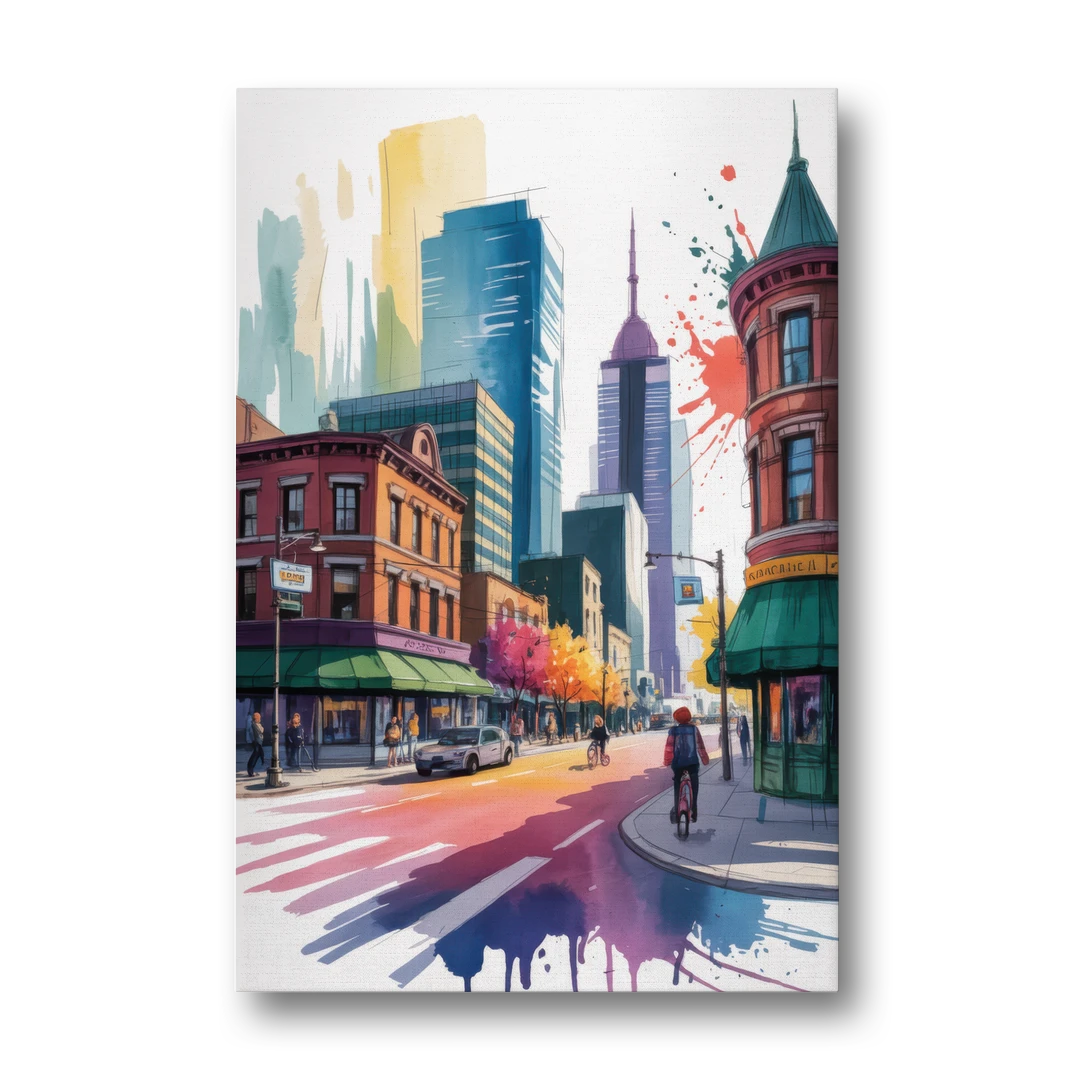 Toronto Queen Street West - Canvas Wall Art - Front