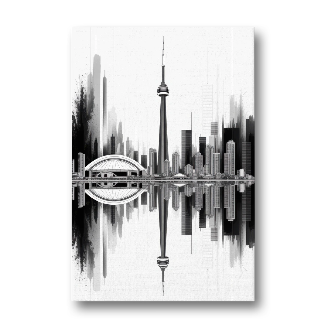 Toronto Skyline Black and White - Canvas Wall Art - Front