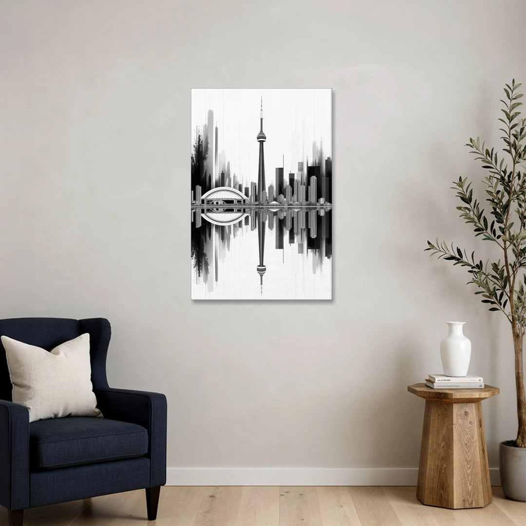 Toronto Skyline Black and White - Canvas Wall Art - Sofa - 24x36