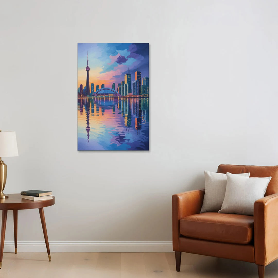 Toronto Skyline Evening Glow - Canvas Wall Art - Sofa - 24x36