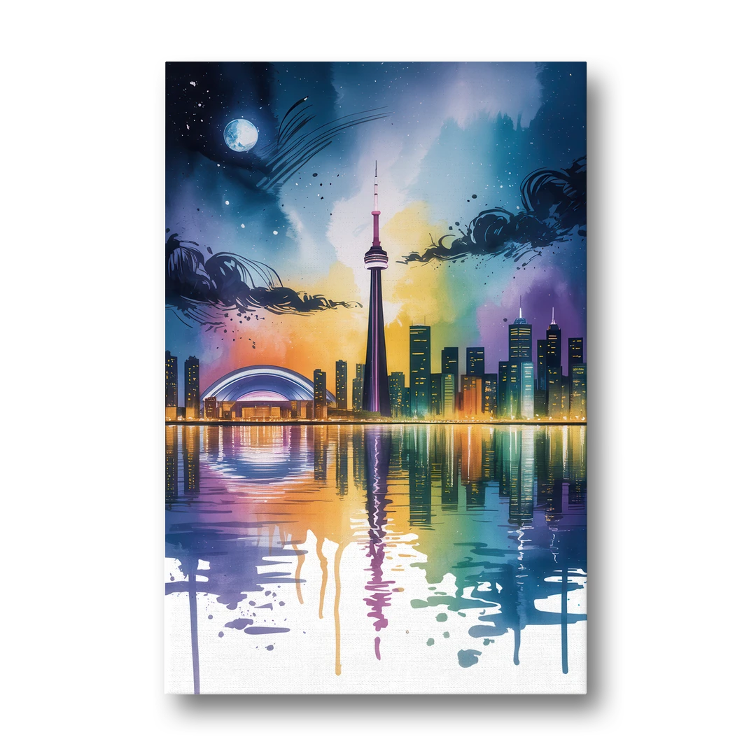 Toronto Skyline at Night - Canvas Wall Art - Front