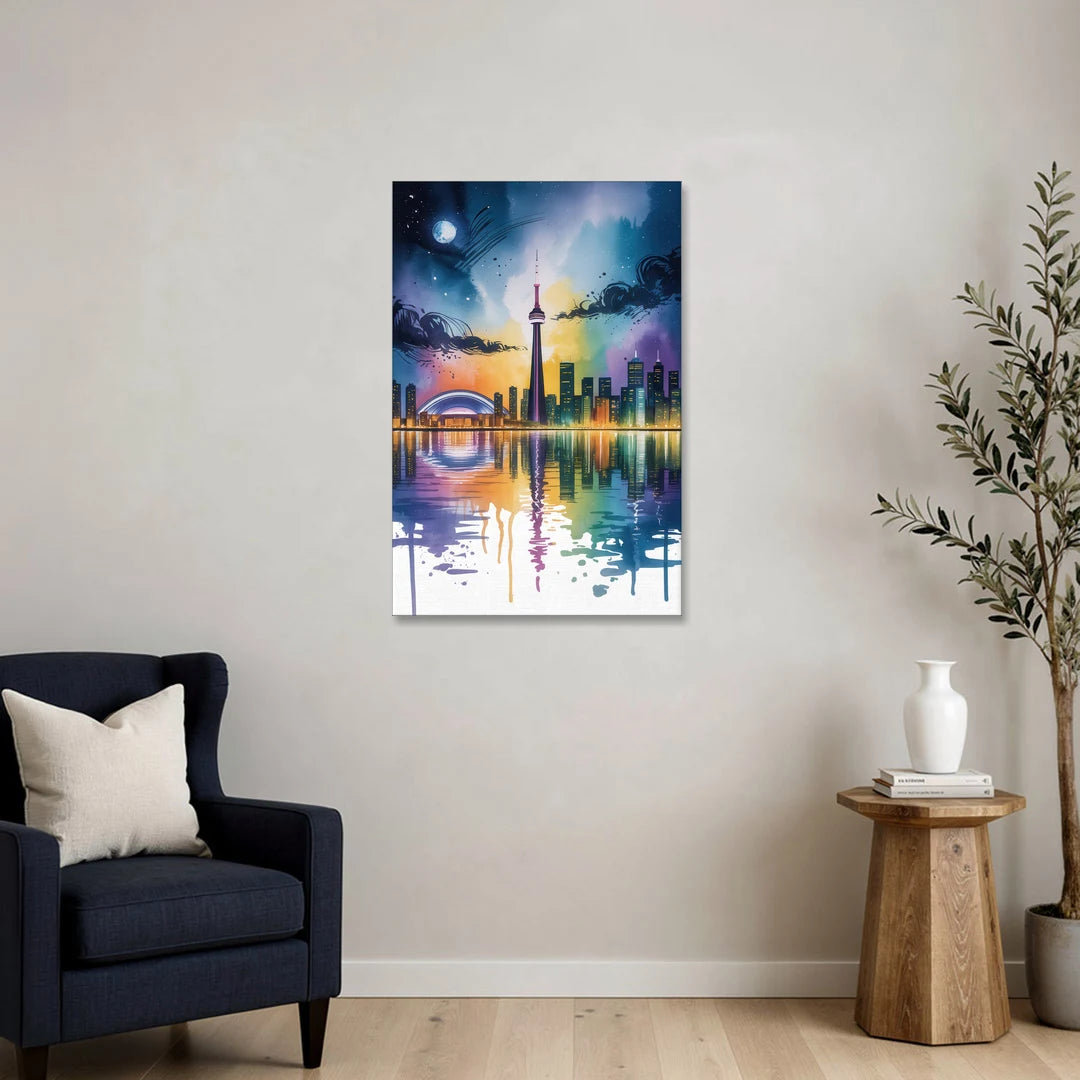 Toronto Skyline at Night - Canvas Wall Art - Sofa - 24x36