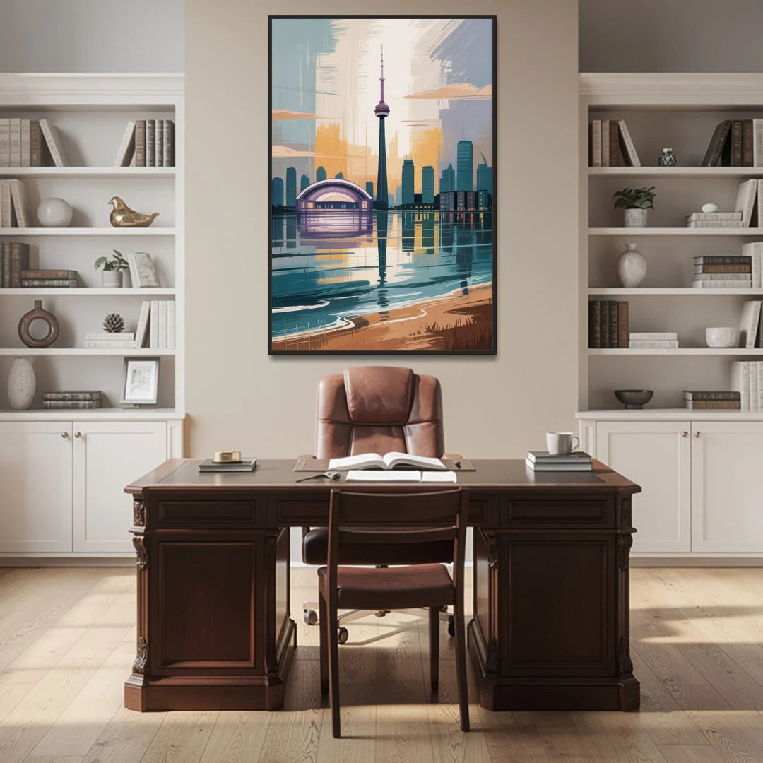 Toronto Waterfront - Black Framed Canvas Wall Art - Office - 40x60