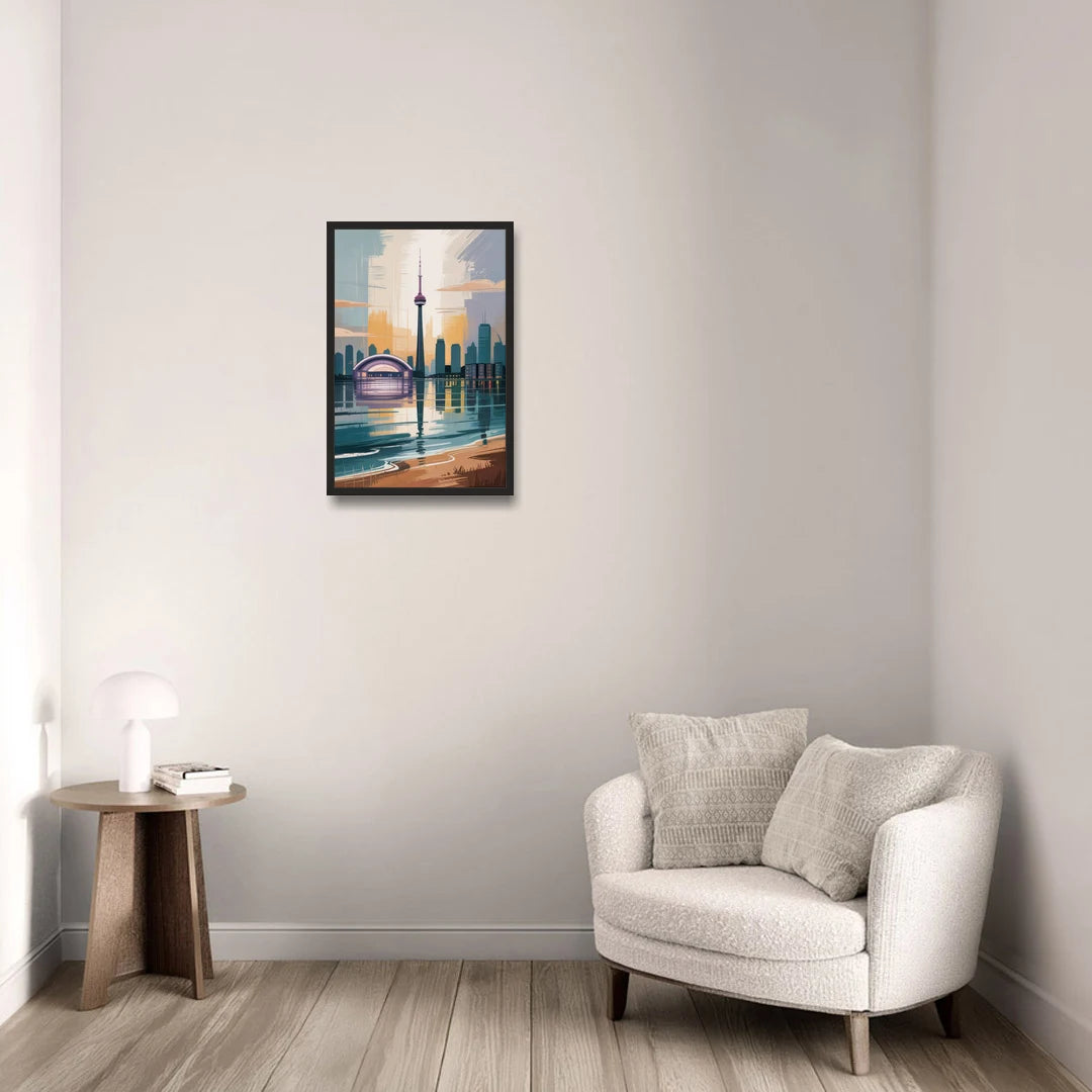 Toronto Waterfront - Black Framed Canvas Wall Art - Sofa - 16x24