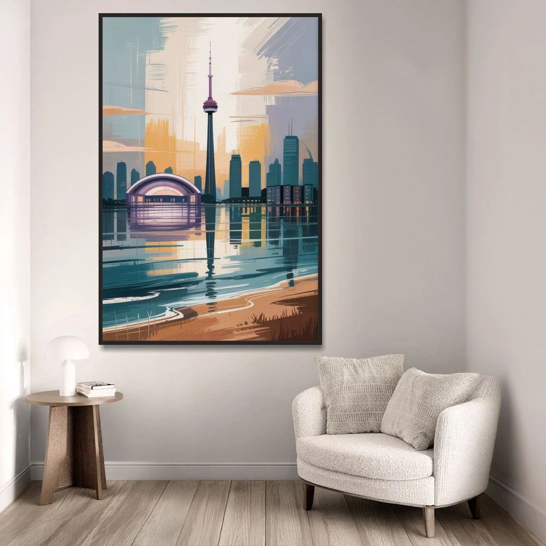 Toronto Waterfront - Black Framed Canvas Wall Art - Sofa - 40x60