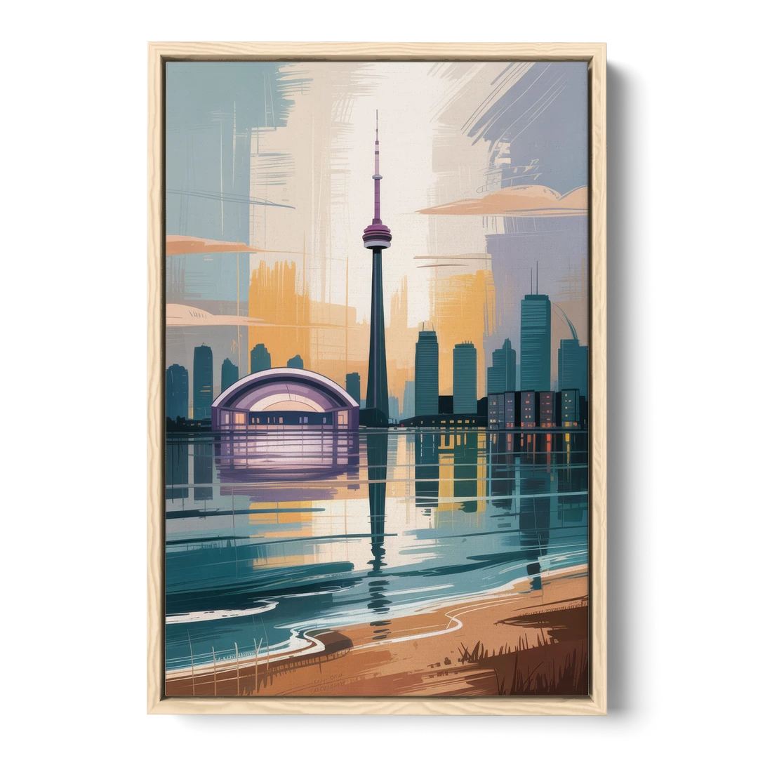 Toronto Waterfront - Oak Framed Canvas Wall Art - Front