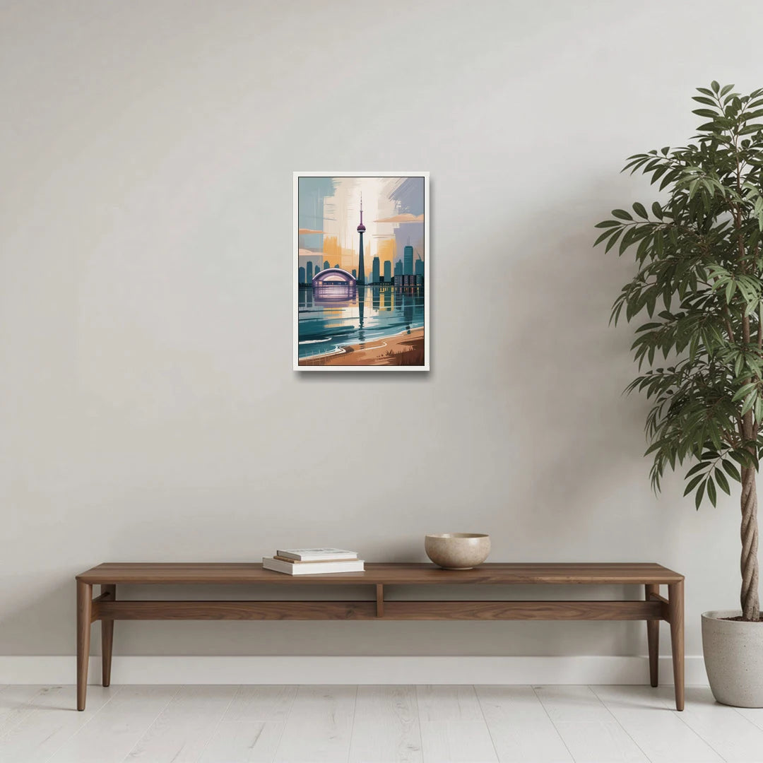 Toronto Waterfront - White Framed Canvas Wall Art - Coffee Table - 16x24