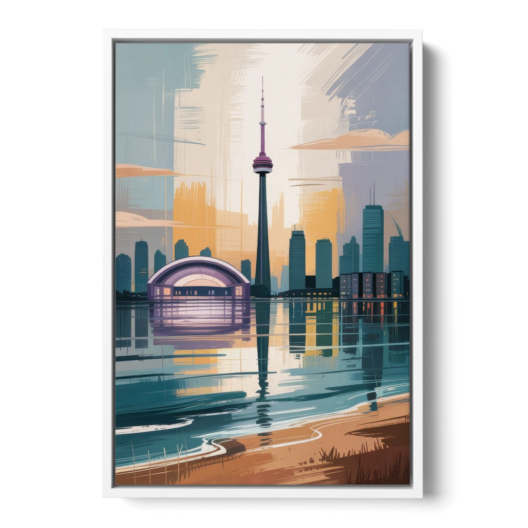 Toronto Waterfront - White Framed Canvas Wall Art - Front