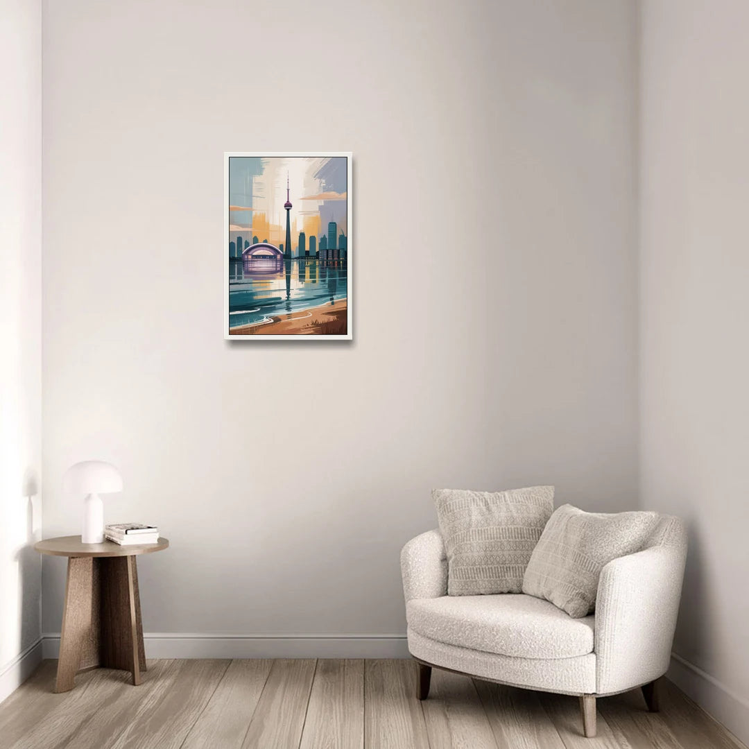Toronto Waterfront - White Framed Canvas Wall Art - Sofa - 16x24