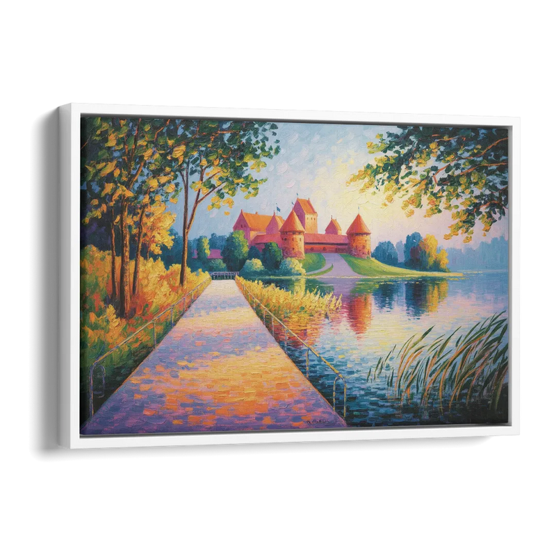 Trakai Castle Side - White Canvas Wall Art