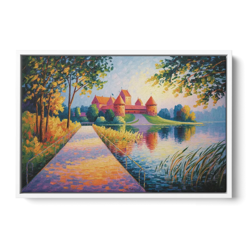 Trakai Castle Front - White Canvas Wall Art