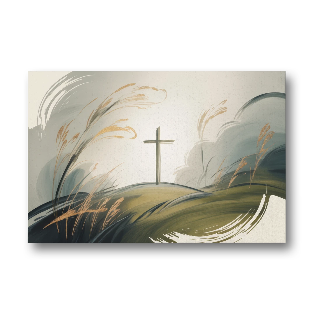 Tranquil Cross Minimalist Christian - Canvas Wall Art - Front