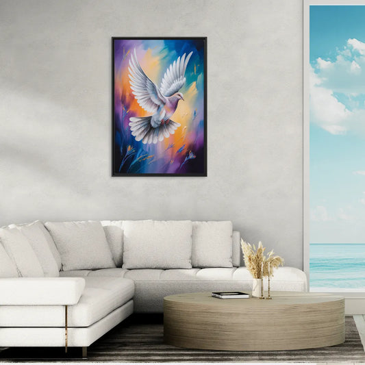 Tranquil Dove Peace - Living Room Black Frame Canvas