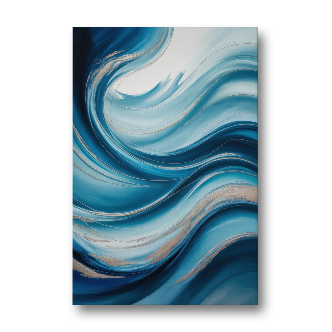 Tranquil Oceanic Movement Blue Abstract - Canvas Wall Art - Front