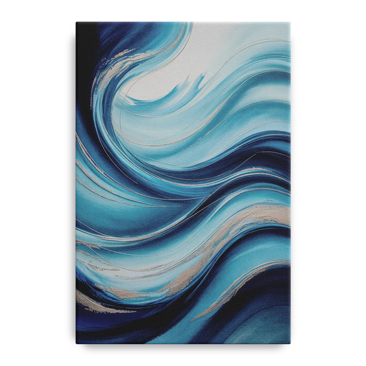 Tranquil Oceanic Movement Blue Abstract - Canvas Wall Art
