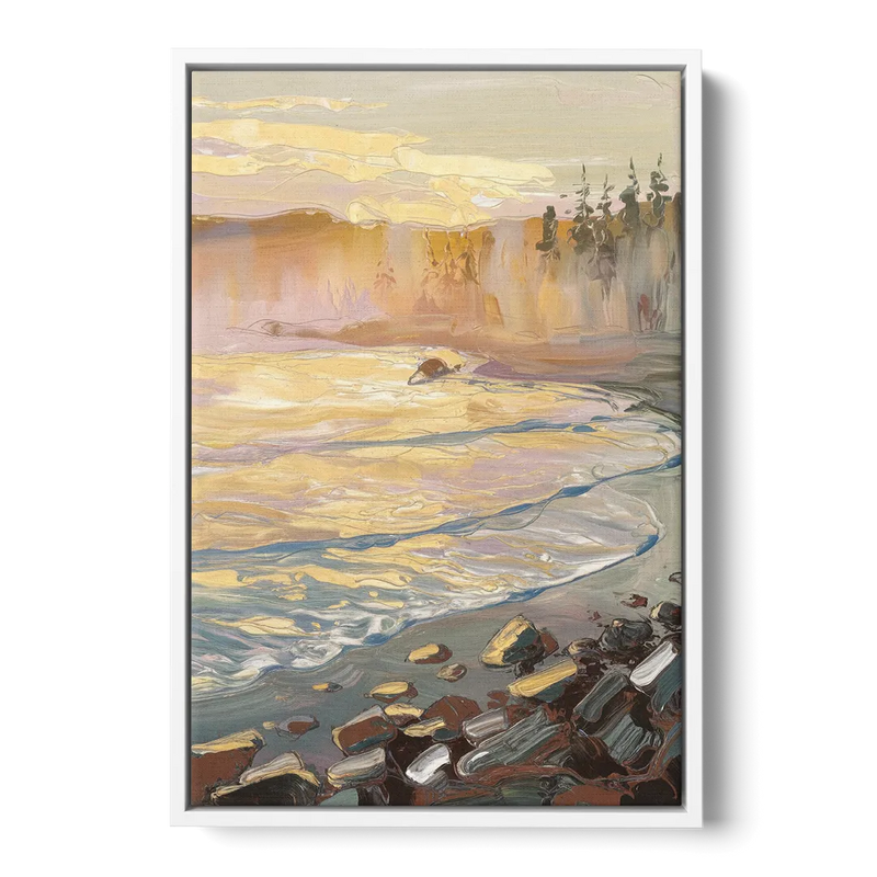 Traverse City Coastal Sunrise Front - White Canvas Wall Art