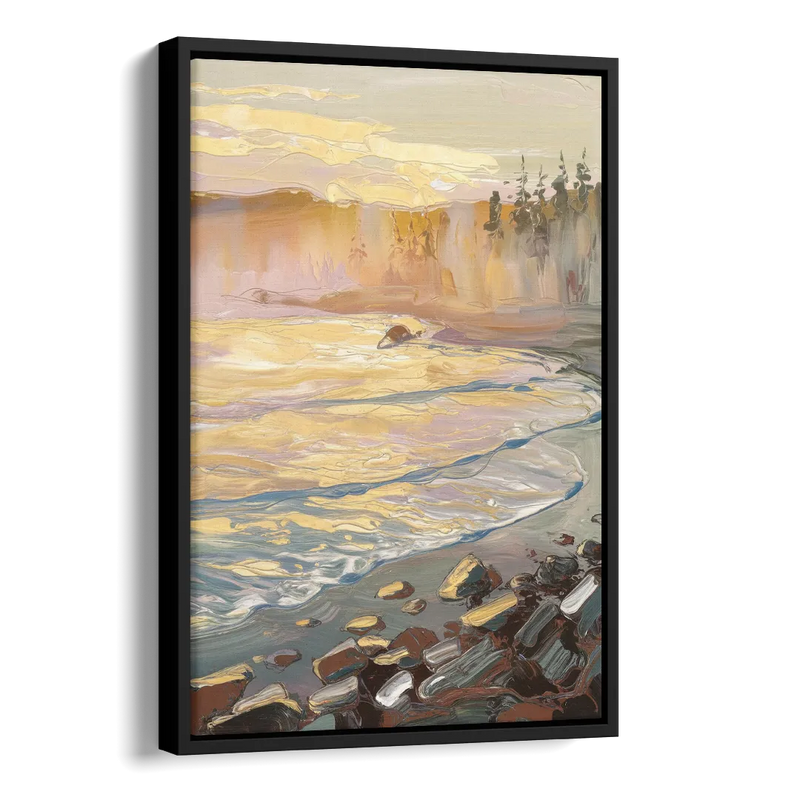 Traverse City Coastal Sunrise Side - Black Canvas Wall Art