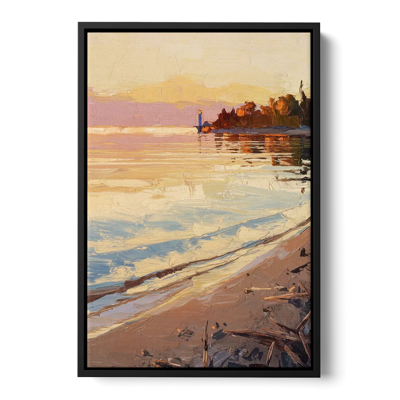 Traverse City Grand Traverse Bay Front - Black Canvas Wall Art