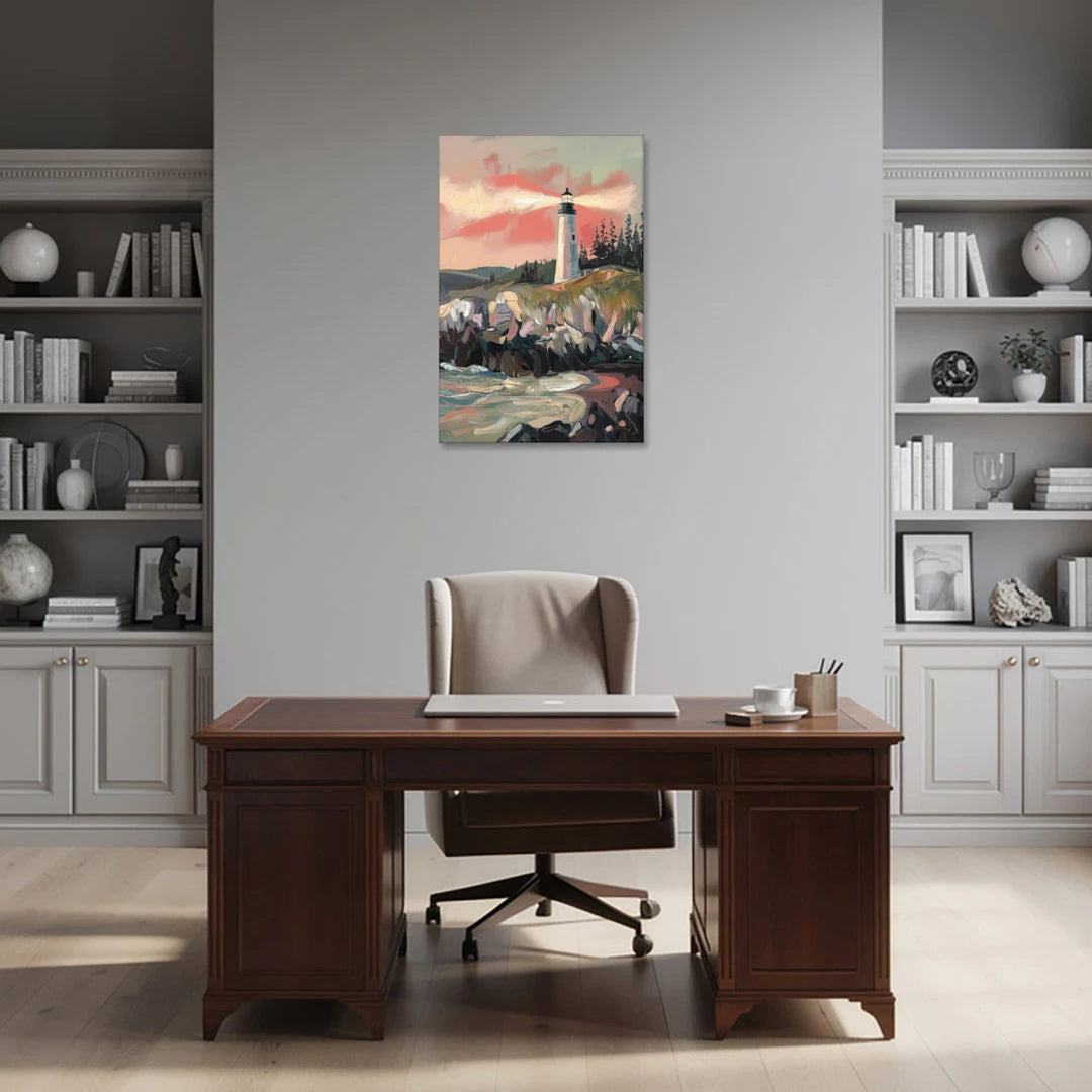 Traverse City Lighthouse View - Canvas Wall Art - Office - 24x36