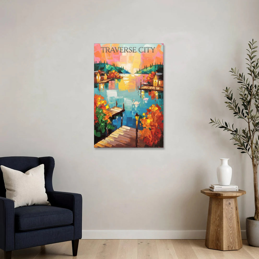 Traverse City Scenic Waterfront - Canvas Wall Art - Sofa - 24x36