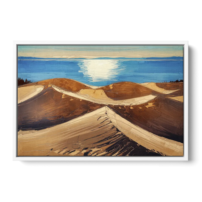 Traverse City Sleeping Bear Dunes Front - White Canvas Wall Art