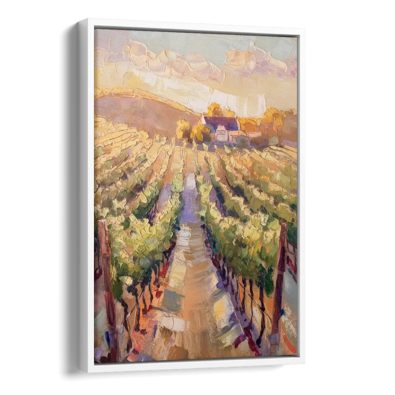 Traverse City Vineyard Scenery Side - White Canvas Wall Art