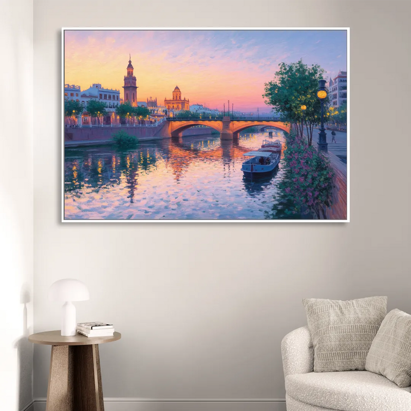 Triana Twilight Sitting Room - White Canvas Wall Art