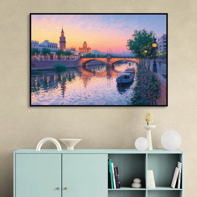 Triana Twilight Living Room - Black Canvas Wall Art