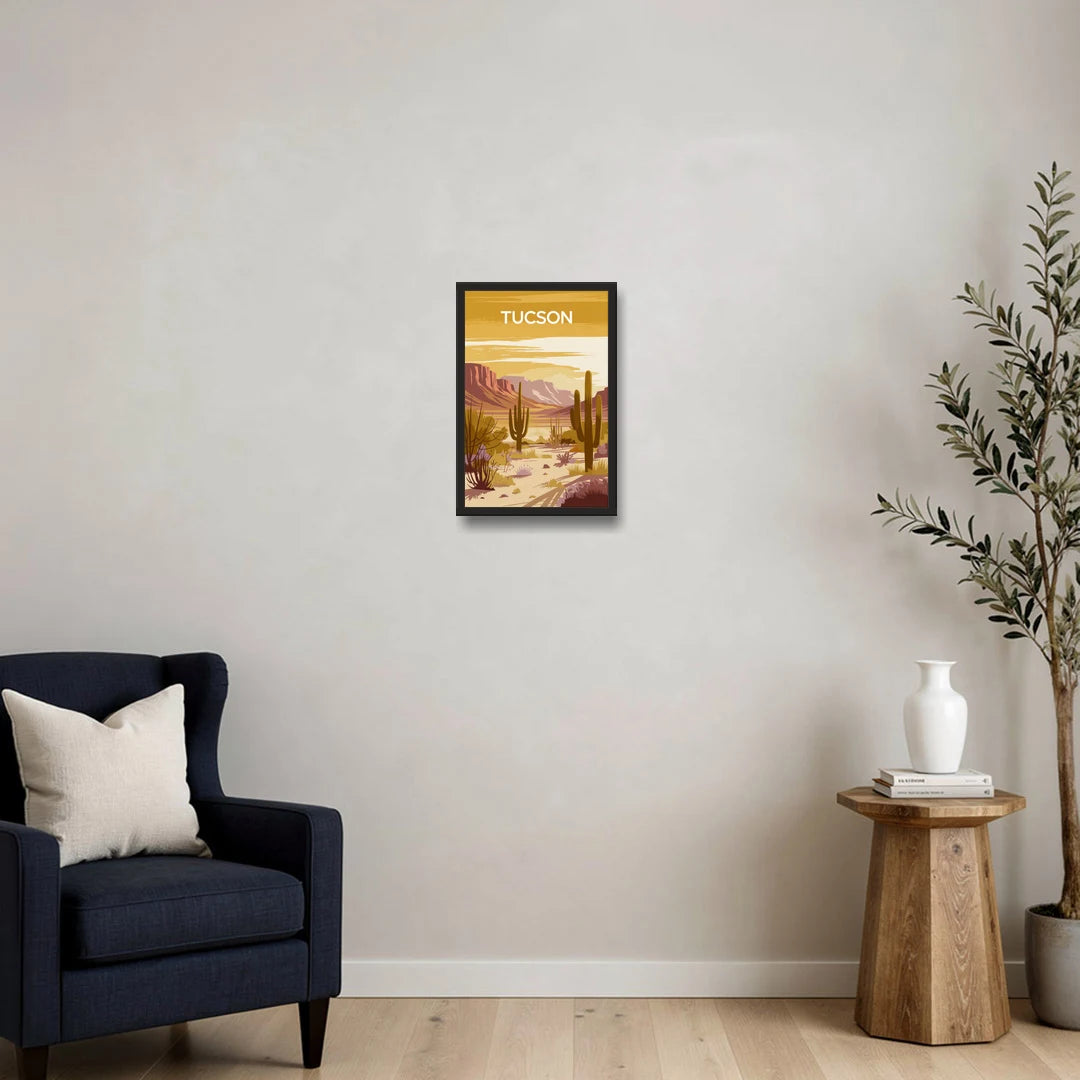 Tucson Mountain Views - Black Framed Canvas Wall Art - Sofa - 12x18