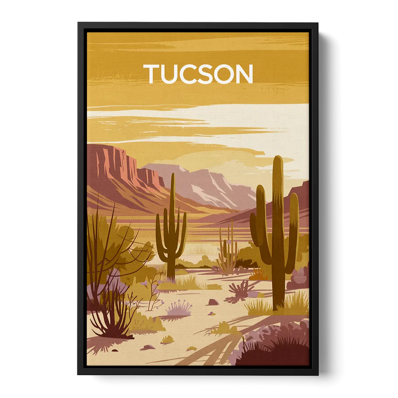 Tucson Mountain Views Front - Black Canvas Wall Art