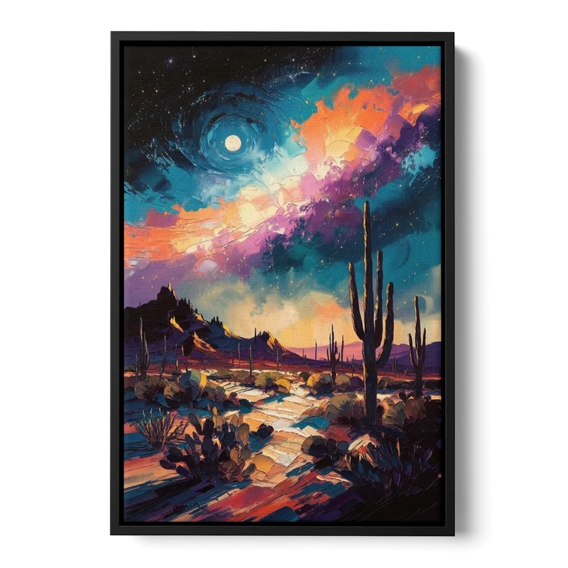 Tucson Night Sky Front - Black Canvas Wall Art