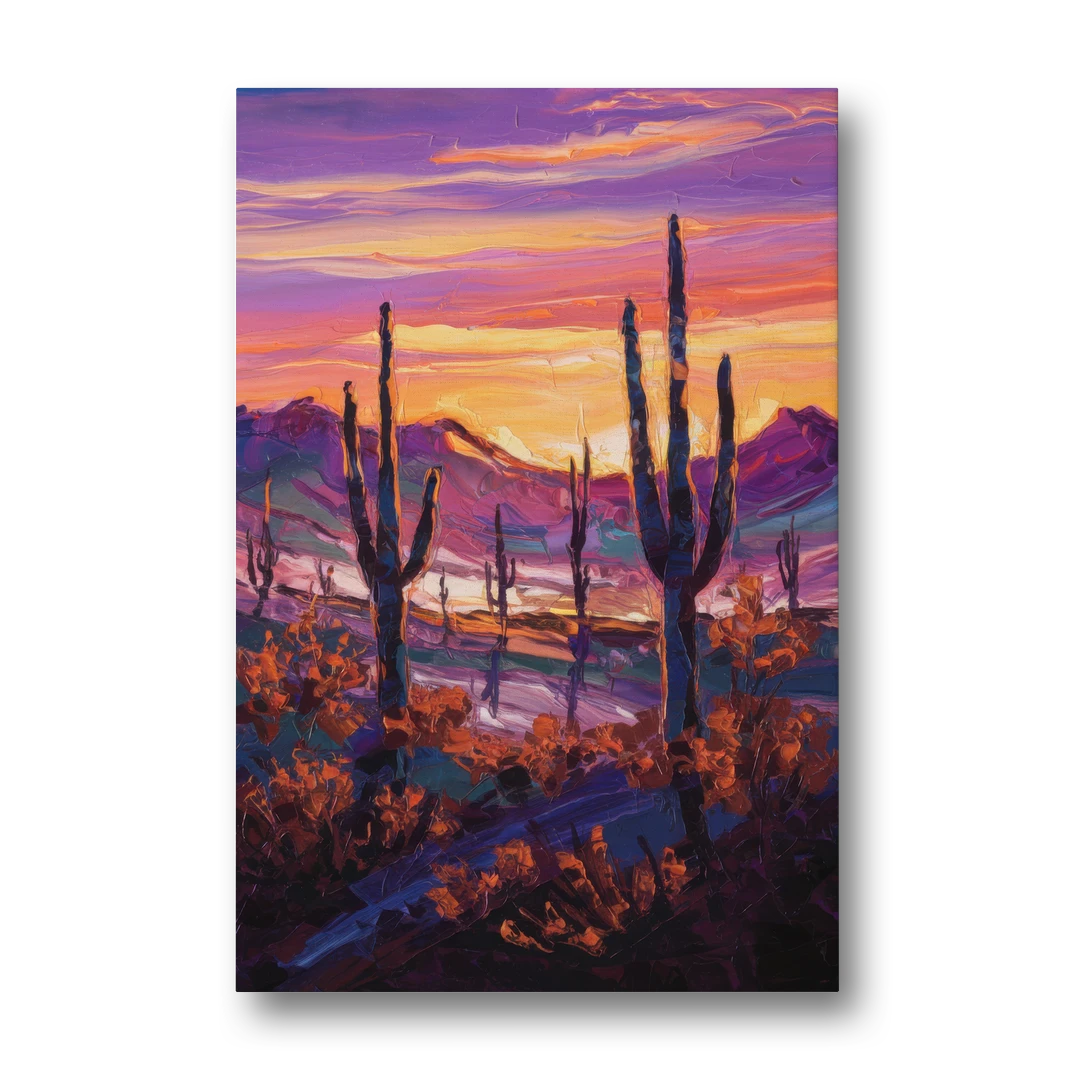 Tucson Saguaro Silhouettes - Canvas Wall Art - Front
