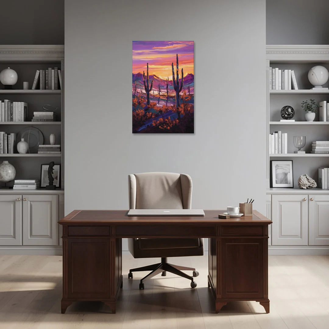 Tucson Saguaro Silhouettes - Canvas Wall Art - Office - 24x36