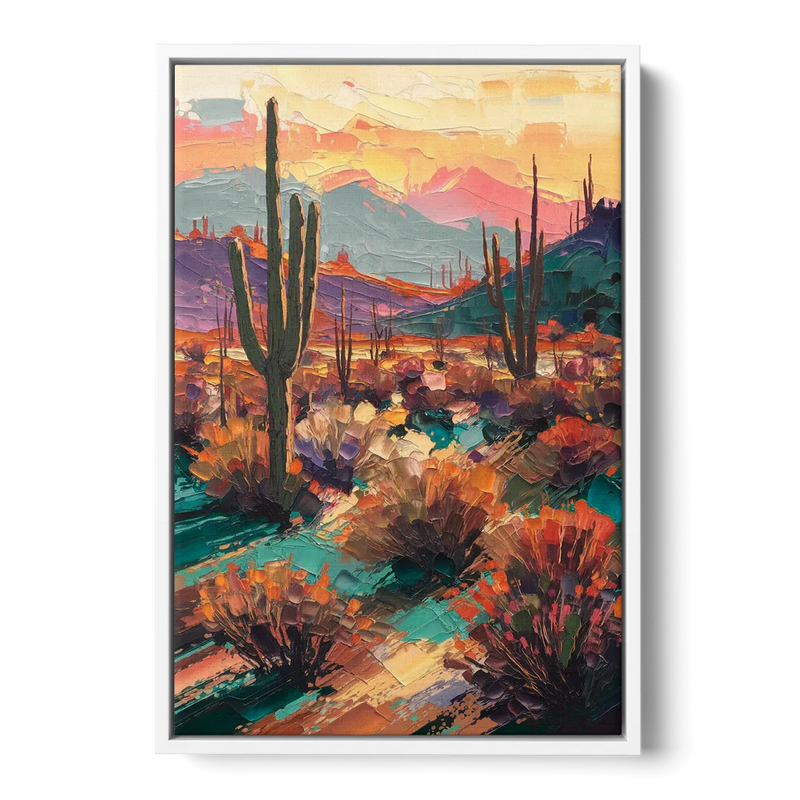Tucson Sonoran Desert Front - White Canvas Wall Art