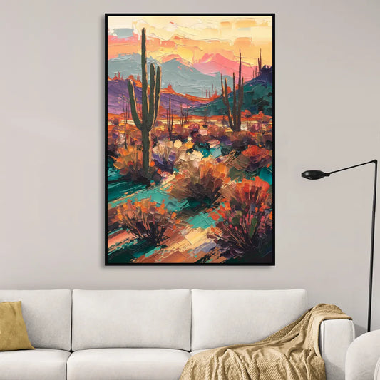 Tucson Sonoran Desert Living Room - Black Canvas Wall Art