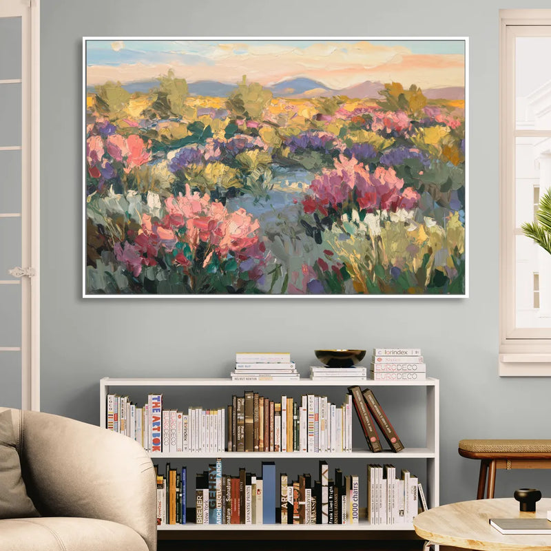 Tucson Wildflower Fields Sitting Room - White Canvas Wall Art