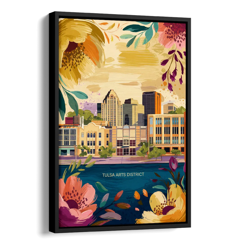 Tulsa Arts District Side - Black Canvas Wall Art