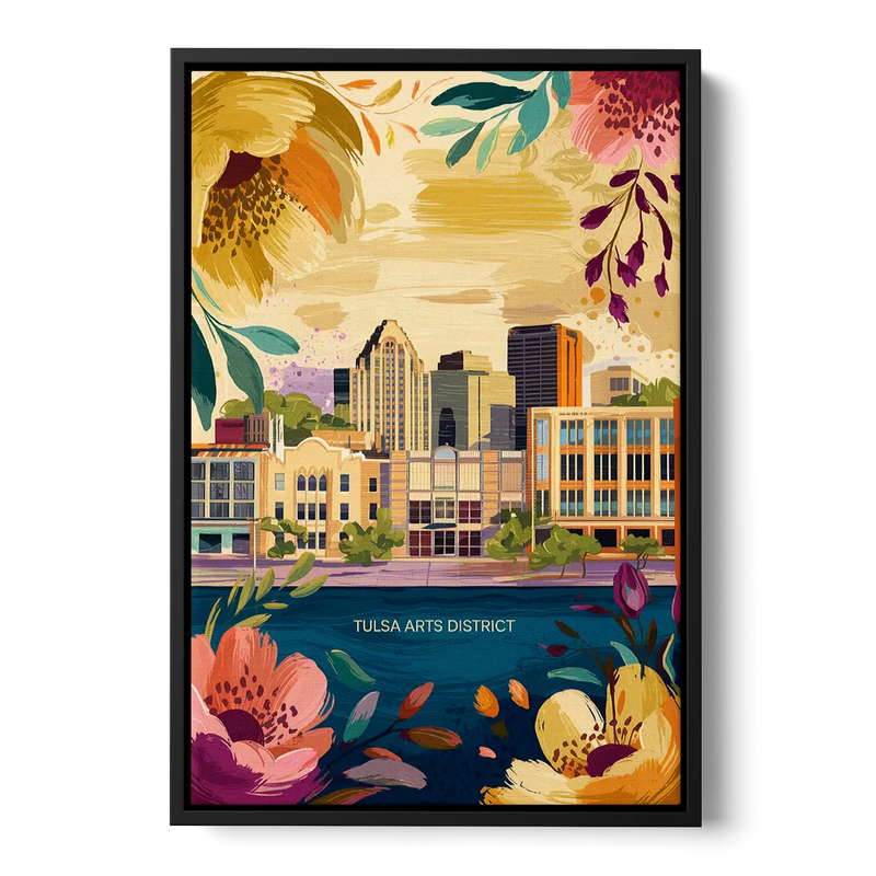 Tulsa Arts District Front - Black Canvas Wall Art
