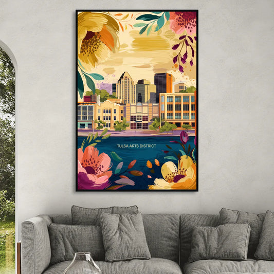 Tulsa Arts District Living Room - Black Canvas Wall Art