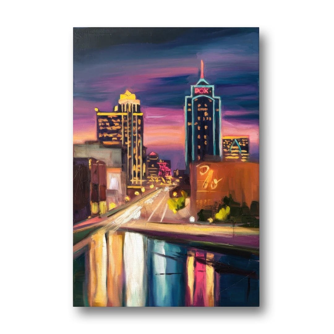 Tulsa Cityscape Glow - Canvas Wall Art - Front