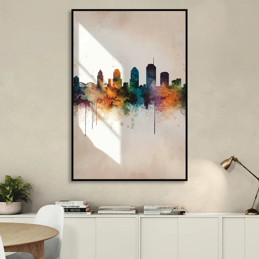 Tulsa Historic Landmarks Living Room - Black Canvas Wall Art