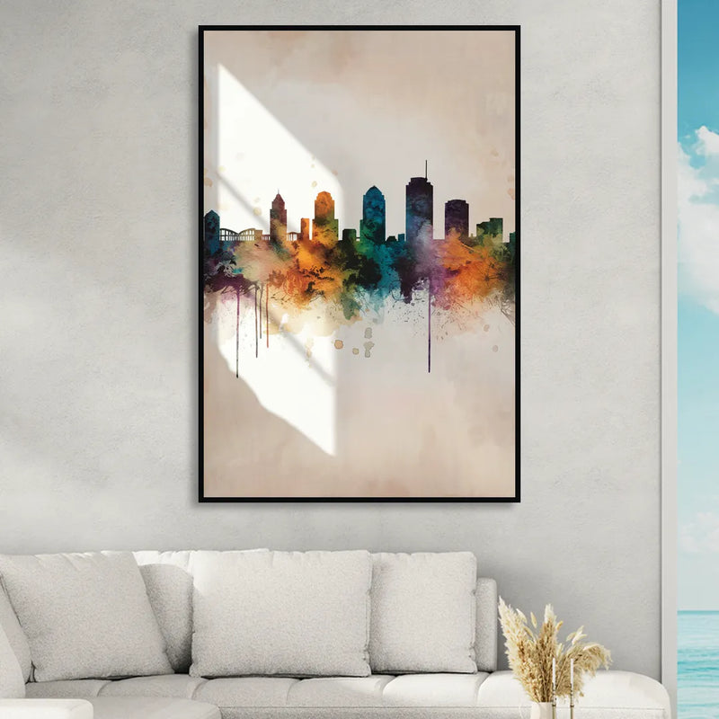 Tulsa Historic Landmarks Sitting Room - Black Canvas Wall Art